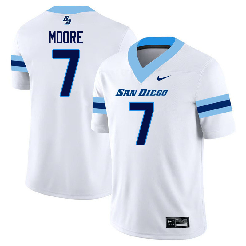 San Diego Toreros #7 Tre Moore College Football Jerseys,Uniforms-White